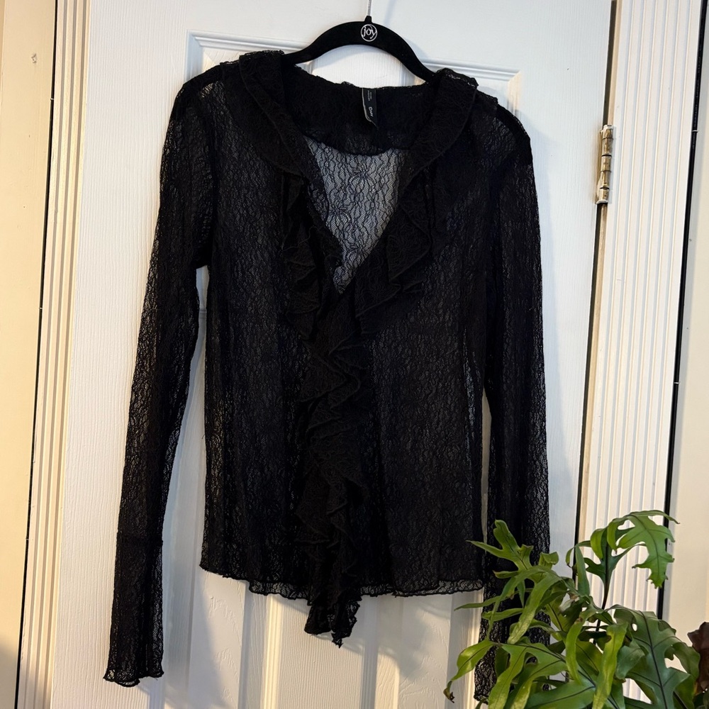 Mango Lace Ruffle Top